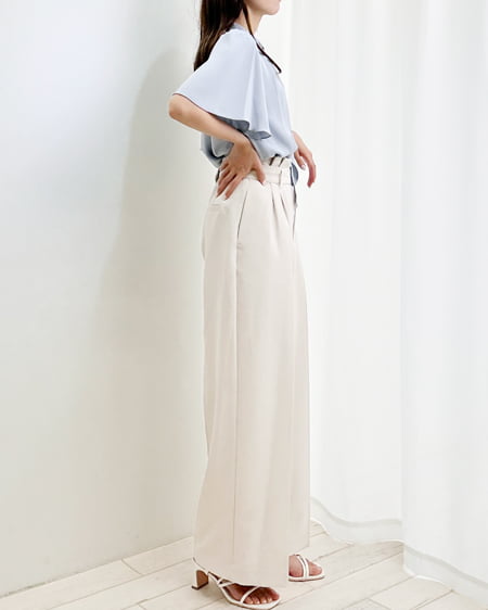 INGNI(イング) シルバーバックル共ベルト付ワイド/パンツ アイボリー