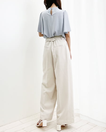 INGNI(イング) シルバーバックル共ベルト付ワイド/パンツ アイボリー