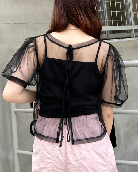 INGNI(イング) 2Wayチュールリボントップスキャミセット クロ