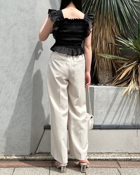 INGNI(イング) シルバーバックル共ベルト付ワイド/パンツ アイボリー