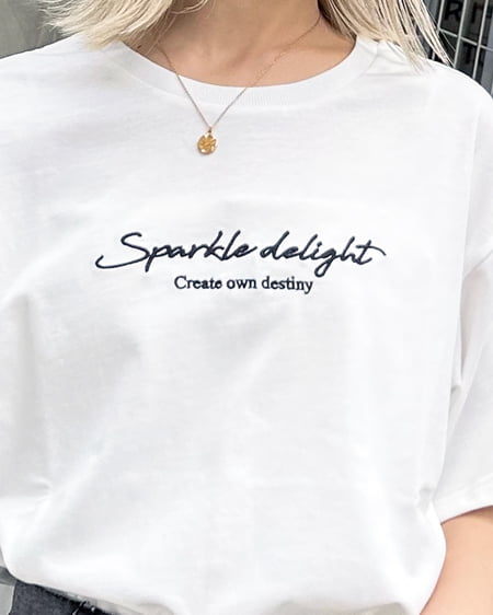 INGNI（イング） シンプル刺しゅうロゴTシャツ／A ｵﾌﾎﾜｲﾄ/ｸﾛ
