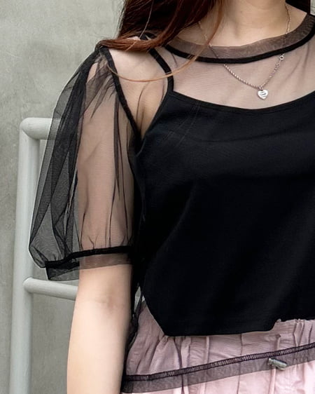 INGNI(イング) 2Wayチュールリボントップスキャミセット クロ