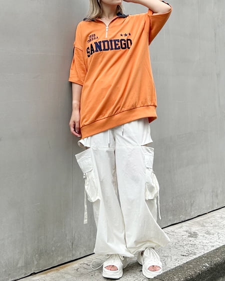 INGNI(イング) サイドファスナーナイロンワイドカーゴ/パンツ アイボリー