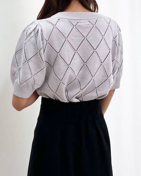 INGNI(イング) ラインストーン半袖ニット グレージュ