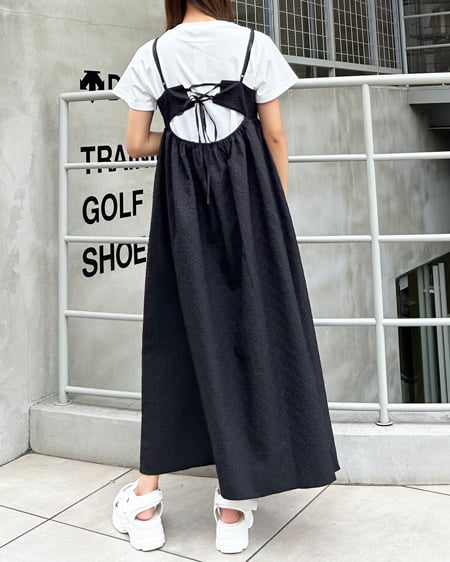 INGNI(イング) ふくれジャガードキャミワンピース クロ