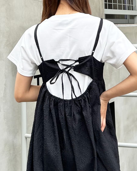 INGNI(イング) ふくれジャガードキャミワンピース クロ