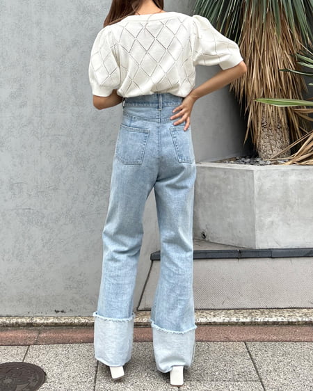 INGNI(イング) ラインストーン半袖ニット オフホワイト