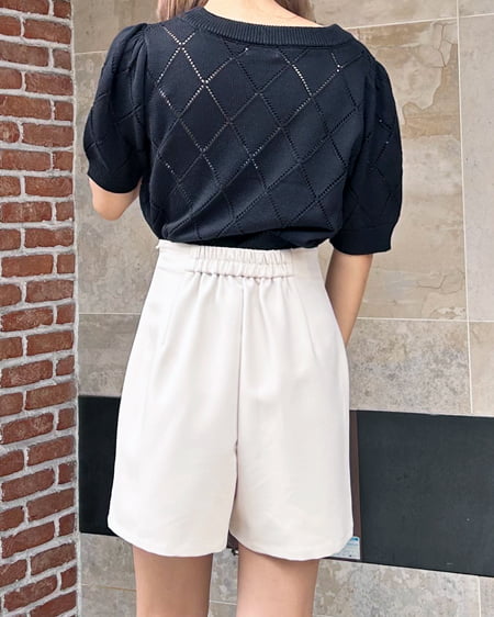 INGNI(イング) ラインストーン半袖ニット クロ