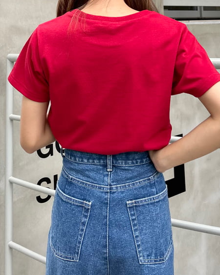 INGNI（イング） ラインメタルロゴTシャツ ｱｶ/ｼﾙﾊﾞｰ