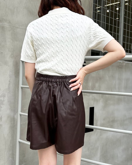 INGNI(イング) フェイクレザースリットスカパン ブラウン