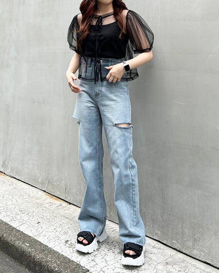 INGNI(イング) 2Wayチュールリボントップスキャミセット クロ