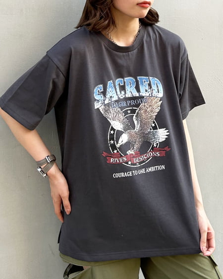INGNI(イング) イーグルロゴTシャツ ｽﾐｸﾛ/ﾌﾞﾙｰ