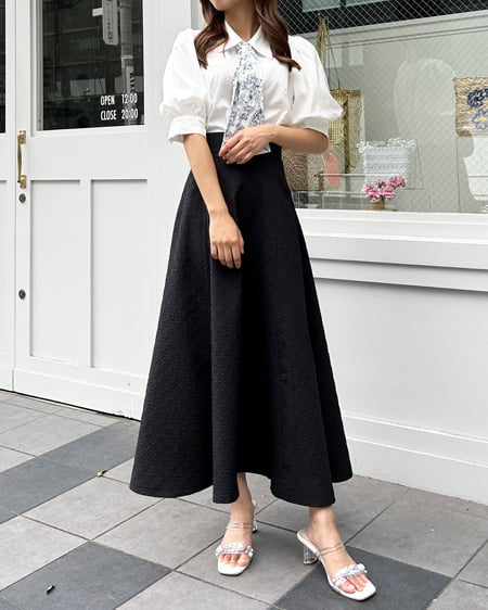 INGNI(イング) ふくれジャガードフレア/スカート クロ