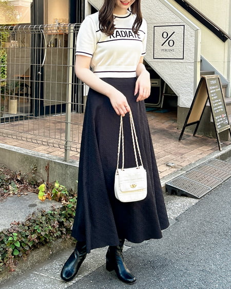 INGNI(イング) ふくれジャガードフレア/スカート クロ