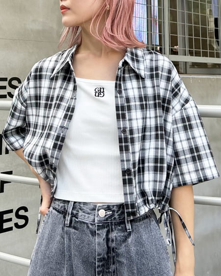 サイドドロストチェック柄シャツ（ＯＵＴＬＥＴ）