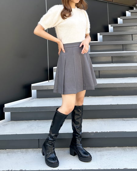 INGNI(イング) フェザーヤーンラメ半袖ニット アイボリー