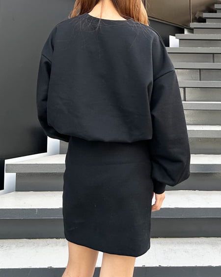 INGNI(イング) 胸ロゴスウェットチュニックワンピース クロ