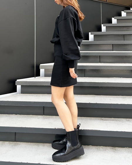 INGNI(イング) 胸ロゴスウェットチュニックワンピース クロ