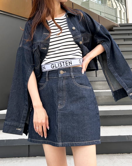 INGNI(イング) 裾ゴム/ロゴタンク オフクロ/ボーダー