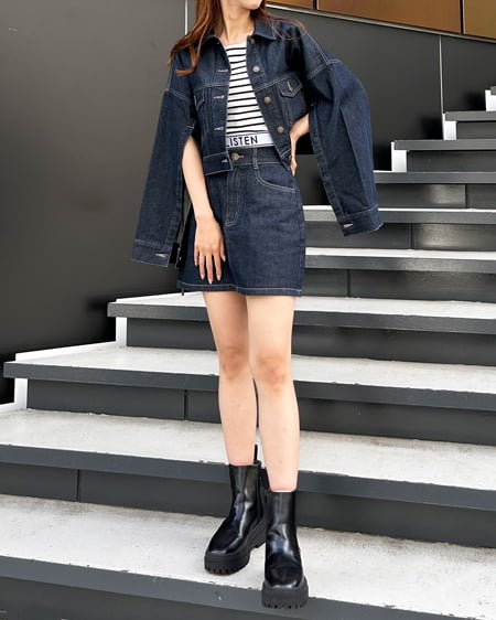 INGNI(イング) 裾ゴム/ロゴタンク オフクロ/ボーダー