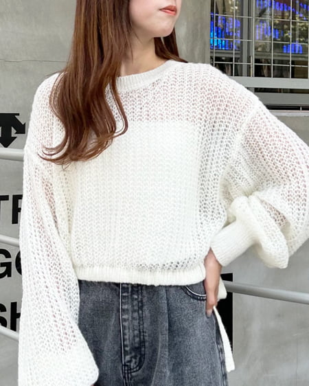 裾ドロストモヘアニット
