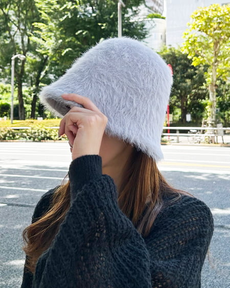 INGNI（イング） ロングシャギーバケットハット ﾌﾞﾙｰｸﾞﾚｰ