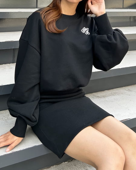 INGNI(イング) 胸ロゴスウェットチュニックワンピース クロ