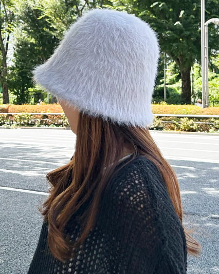INGNI（イング） ロングシャギーバケットハット ﾌﾞﾙｰｸﾞﾚｰ
