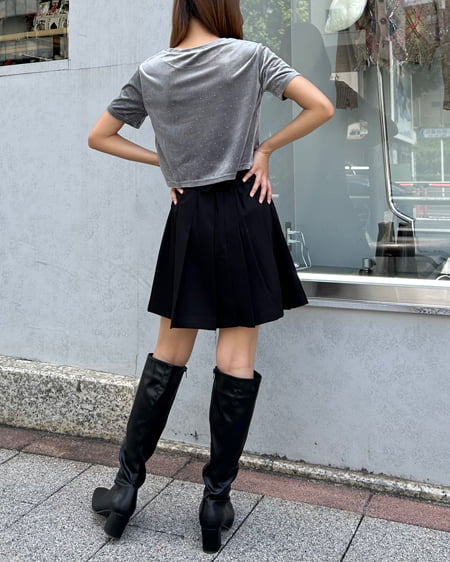 INGNI（イング） ストーン付ベロアTシャツ ｸﾞﾚｰ