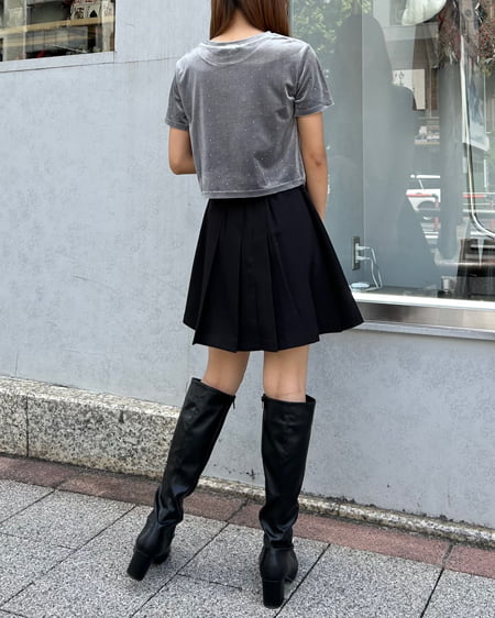 INGNI（イング） ストーン付ベロアTシャツ ｸﾞﾚｰ