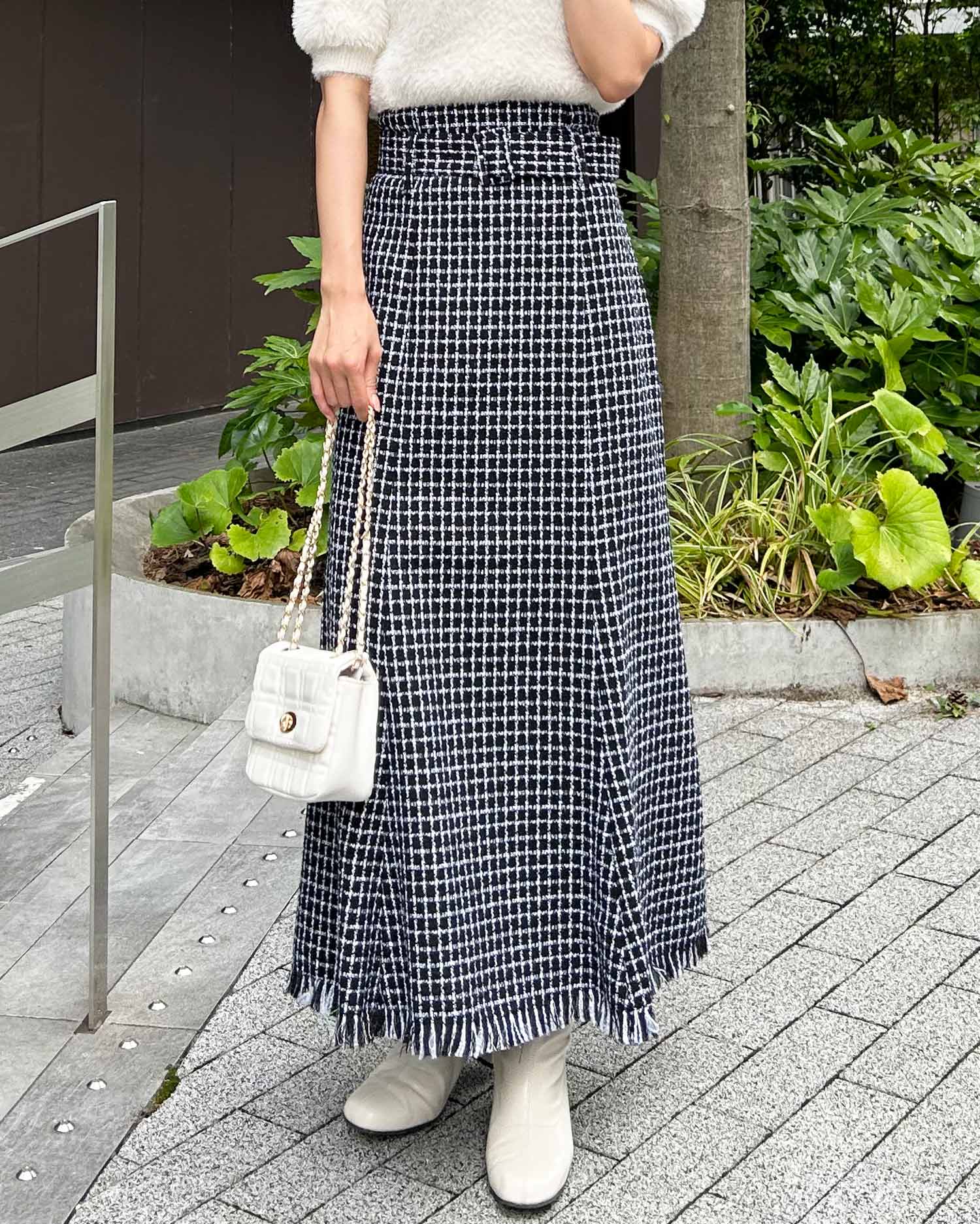 カラーフリンジスカート ブルー