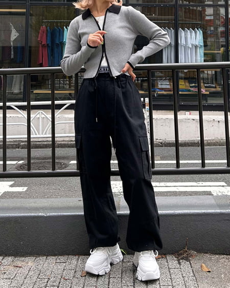 INGNI（イング） 裾ゴムロゴ配色リブタンク ｵﾌﾎﾜｲﾄ