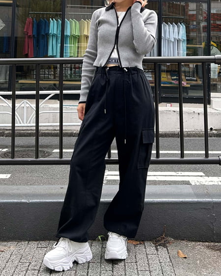 INGNI（イング） 裾ゴムロゴ配色リブタンク ｵﾌﾎﾜｲﾄ