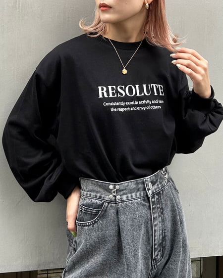 INGNI(イング) シンプルロゴロングTシャツ ｸﾛ