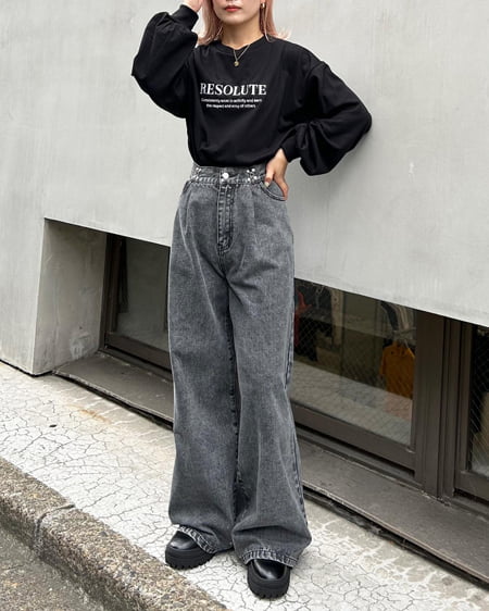INGNI（イング） シンプルロゴロングTシャツ ｸﾛ