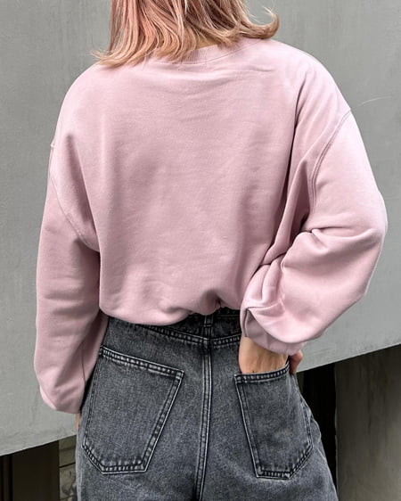 INGNI(イング) 裾ドロスト胸ロゴショートスウェットトップス スモークピンク