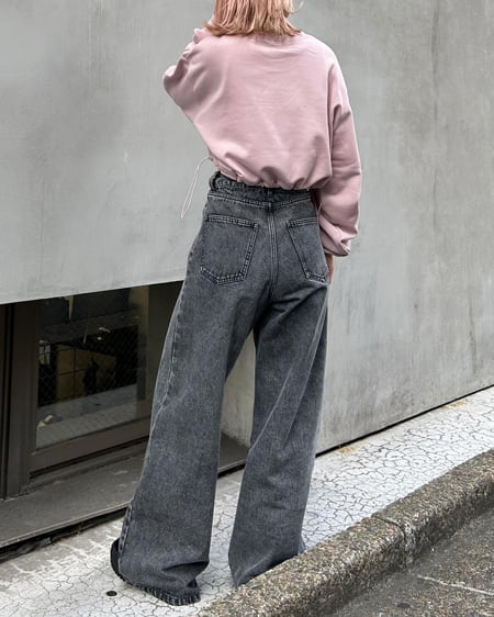 INGNI(イング) 裾ドロスト胸ロゴショートスウェットトップス スモークピンク