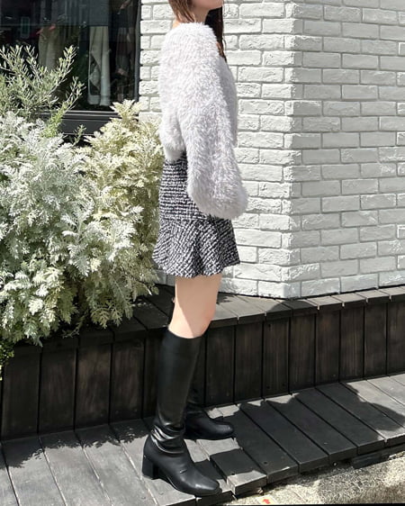 INGNI(イング) ラメフェザーヤーンニットカーディガン グレー