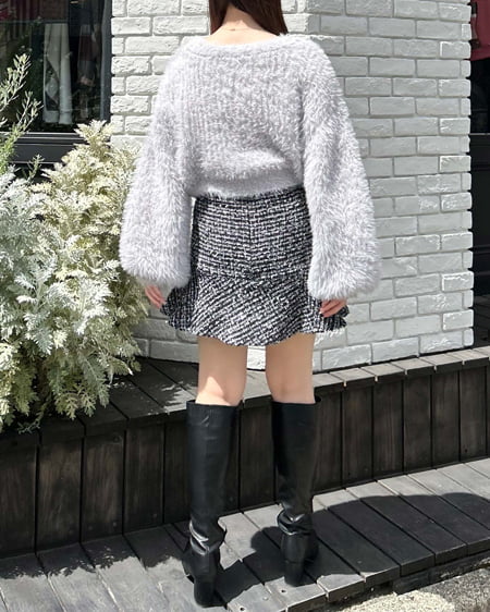 INGNI(イング) ラメフェザーヤーンニットカーディガン グレー