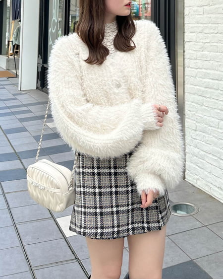 INGNI（イング） ラメフェザーヤーンニットカーディガン ｱｲﾎﾞﾘｰ