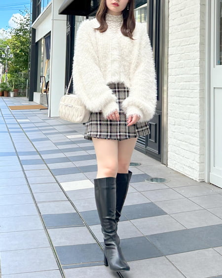 INGNI（イング） ラメフェザーヤーンニットカーディガン ｱｲﾎﾞﾘｰ