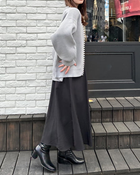 INGNI（イング） パール付ミドルニットカーディガン ｸﾞﾚｰ