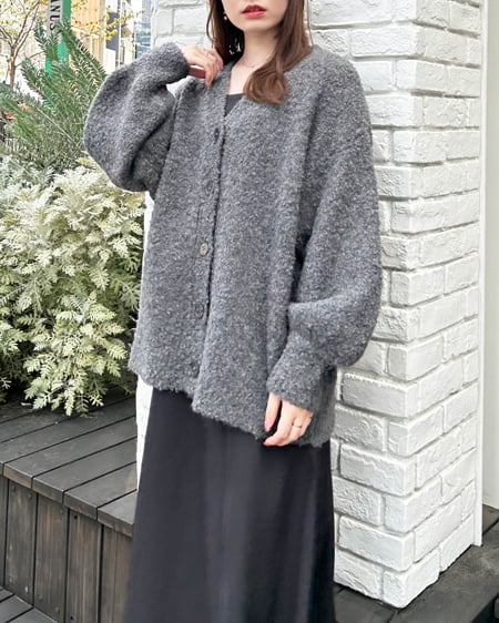 INGNI(イング) ブークレーニットカーディガン チャコールグレー