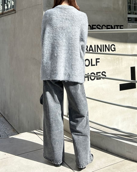 INGNI(イング) ミドル丈シャギーニットカーディガン(前後2way) グレー