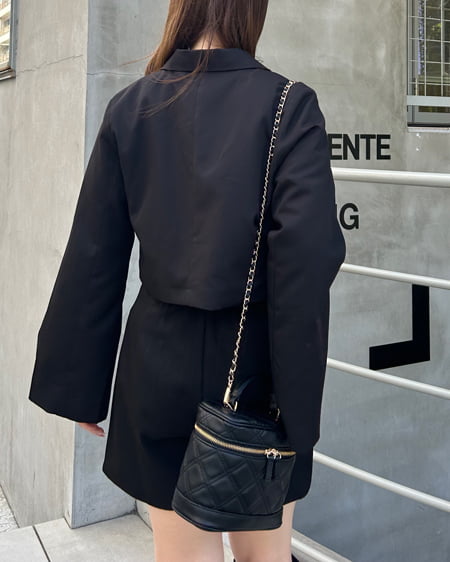 INGNI(イング) 袖スリットファスナーショートジャケット(セットアップ対応) クロ