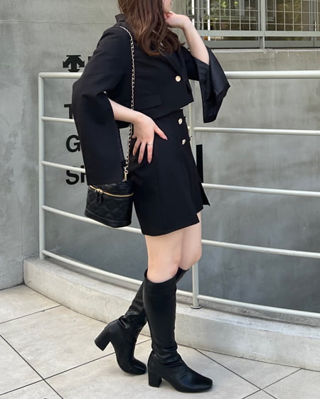 INGNI(イング) 袖スリットファスナーショートジャケット(セットアップ対応) クロ