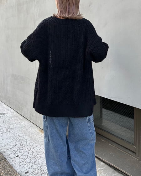 INGNI（イング） 畦モヘアタッチニットカーディガン ｸﾛ