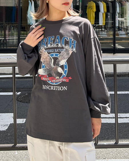 INGNI（イング） イーグルロゴロングTシャツ ｽﾐｸﾛ/ﾌﾞﾙｰ