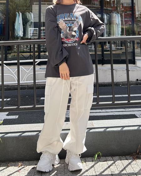 INGNI（イング） イーグルロゴロングTシャツ ｽﾐｸﾛ/ﾌﾞﾙｰ