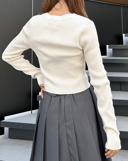 INGNI（イング） クルーネックフロントジップニットカーディガン ｱｲﾎﾞﾘｰ